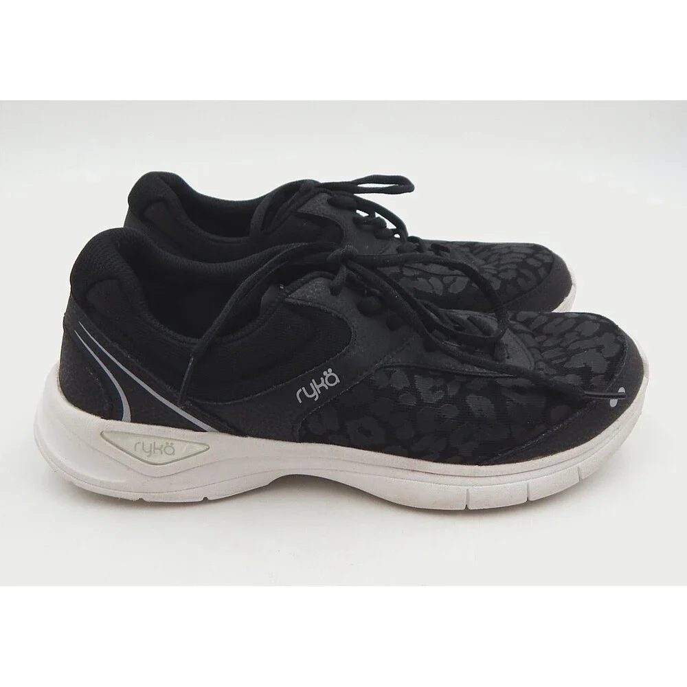 Ryka Rae 3 Leopard Print Black Women's Size 10 Lightweight Memory Foam Sneaker